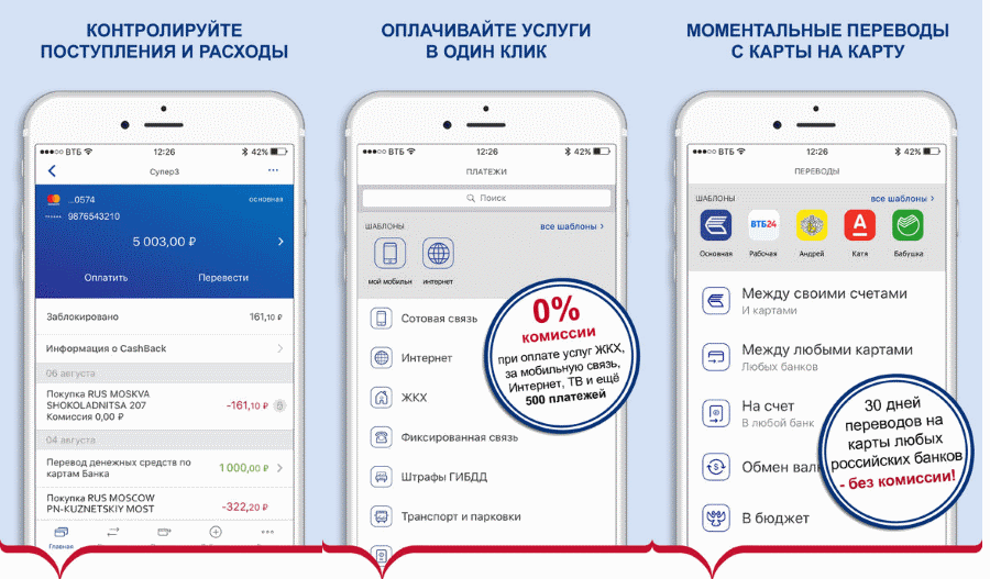 Интерфейс приложения Банк Москвы